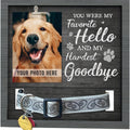 Pet Loss Memorial Wooden Picture Frame with Collar Holder – My Hardest Goodbye Dog & Cat Sympathy Gift, 9x9 Inch Photo Frame Keepsake for Loss of Dog or Cat, 3 Designs Available