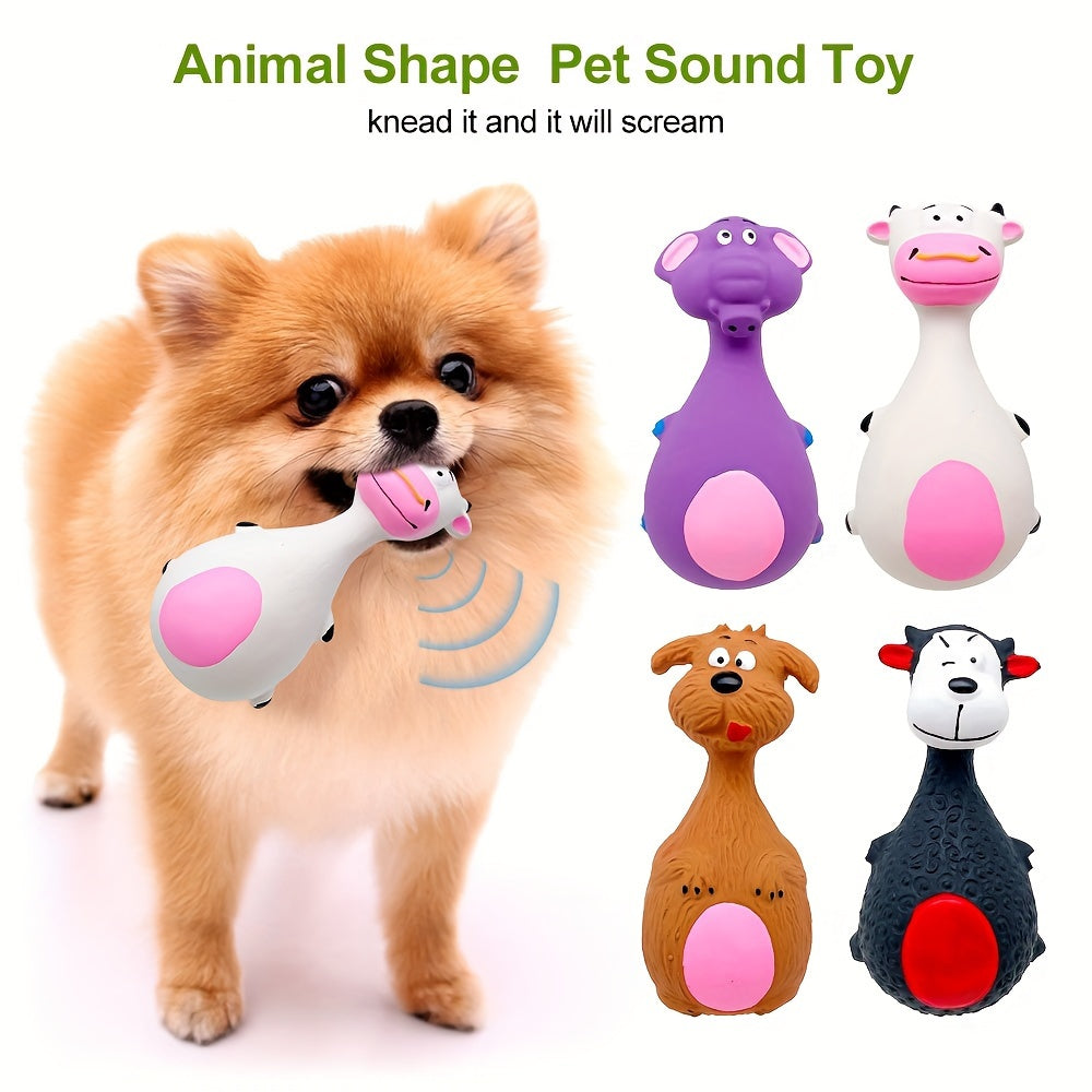 Dog Squeaky Toys 4-Pack Latex Cartoon Chew Toys – Big Belly Squeaker Molar Toys for Puppies & Active Dogs, Interactive Dental Care Play, Durable Fun Pet Accessories for Aggressive Chewers