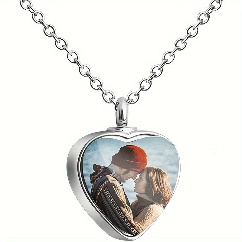 Custom Photo Necklace Personalized Memorial Pendant – Metal Keepsake Jewelry with Chain, Pet Loss Anniversary Birthday Gift for Men & Women, Unisex Silver Memorial Necklace