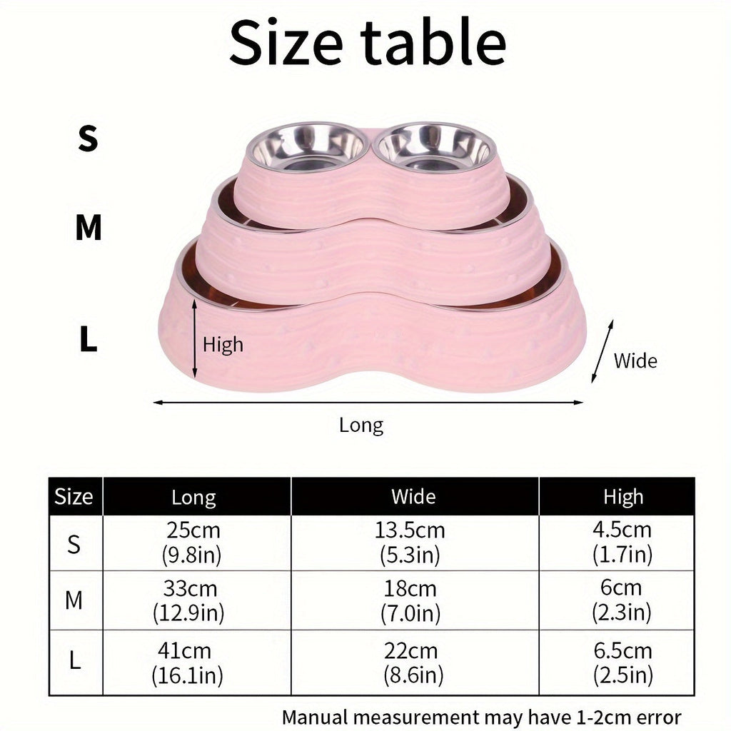 Stainless Steel Double Pet Bowl - Food & Water Dual Bowl Set for Small Medium Large Dogs & Cats, Durable Non-Rust Cat & Dog Food Bowl
