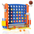 Giant 4-in-1 Outdoor Game Set Height Adjustable 2.6-3.2FT Connect Four Game with Quick Release Slider Mesh Pocket Kids Adults Backyard Party Birthday Gift Boys Girls Family Fun Yard Game