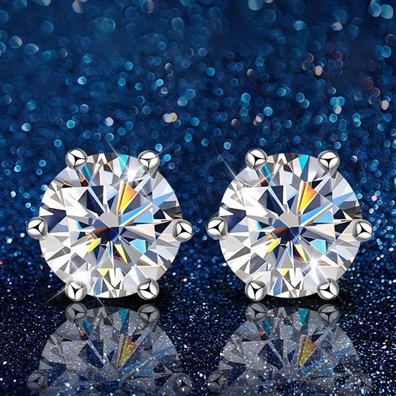 S925 Sterling Silver Moissanite Stud Earrings for Women – Vintage Elegant Style, 0.5CT 1CT 2CT 3CT, Gold & Silver, Daily Wear & Party Jewelry Gift