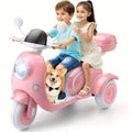 12V Kids Ride-On Motorcycle 3-Wheel Moped 2-Seater Electric Car with Dual Motor, Horn, LED Lights, Large Storage Box – Battery Powered Bike for Boys Girls Ages 3-8, Best Christmas Birthday Gift