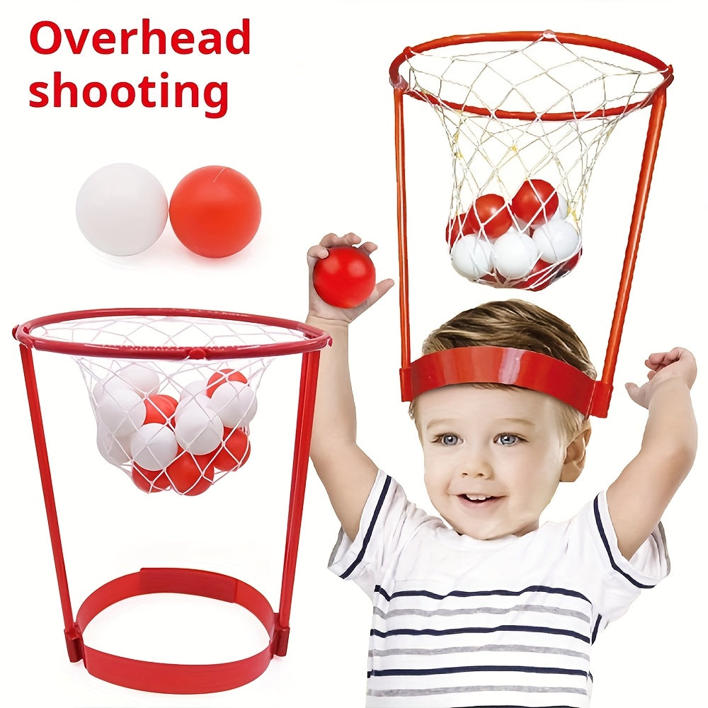 Headband Basketball Party Game for Kids Adults 20 Colorful Balls Adjustable Net Headband 2-Player Parent Child Interactive Competitive Indoor Game Family Fun Activity Birthday Party Supplies