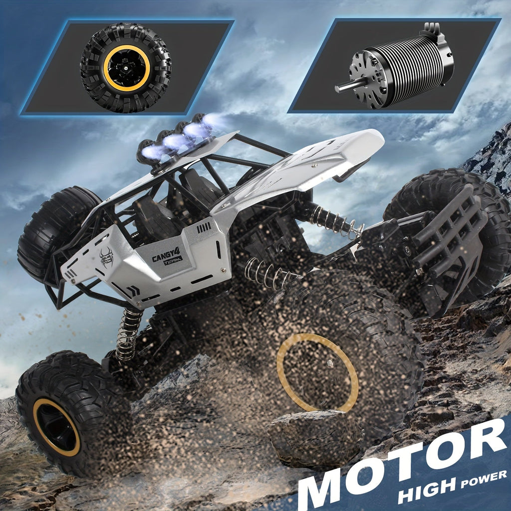 1:12 Scale RC Monster Truck with Metal Casing & LED Headlights – 2.4GHz Off-Road Remote Control Car, Large Tires, USB Rechargeable Battery, Durable All-Terrain Vehicle, Best Birthday Christmas Gift for Kids & Adults