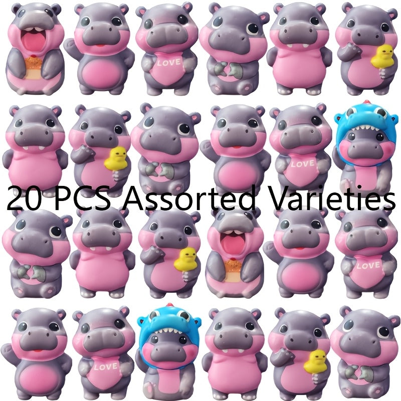Mini Hippo Squishy Slow Rising Squeeze Toys - 10 or 20pcs Assorted Variety Pack, Sensory Fidget Toys for Kids, Party Favors Classroom Rewards Easter Goodie Bag Stuffers, Holiday Gift for Boys Girls