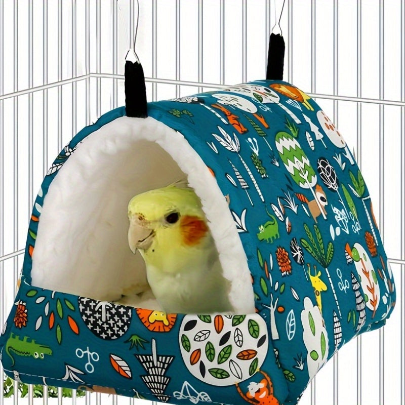 Warm Bird Nest Hammock Swing for Bird Cage - Cozy Plush Bird Bed Tower House for Parrots Parakeets Canaries Cockatiels - Hamster Breeding Nest Small Pet Sleeping House S/M/L/XL