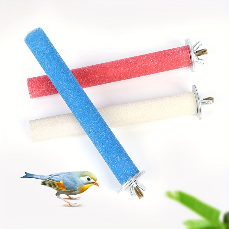 Parrot Sanding Perch Chew Stick Bird Cage Grinding Perch for Beak & Nail Trimming Cockatiels Budgies Parakeets Conures – Sandpaper Textured Rough Surface Random Color