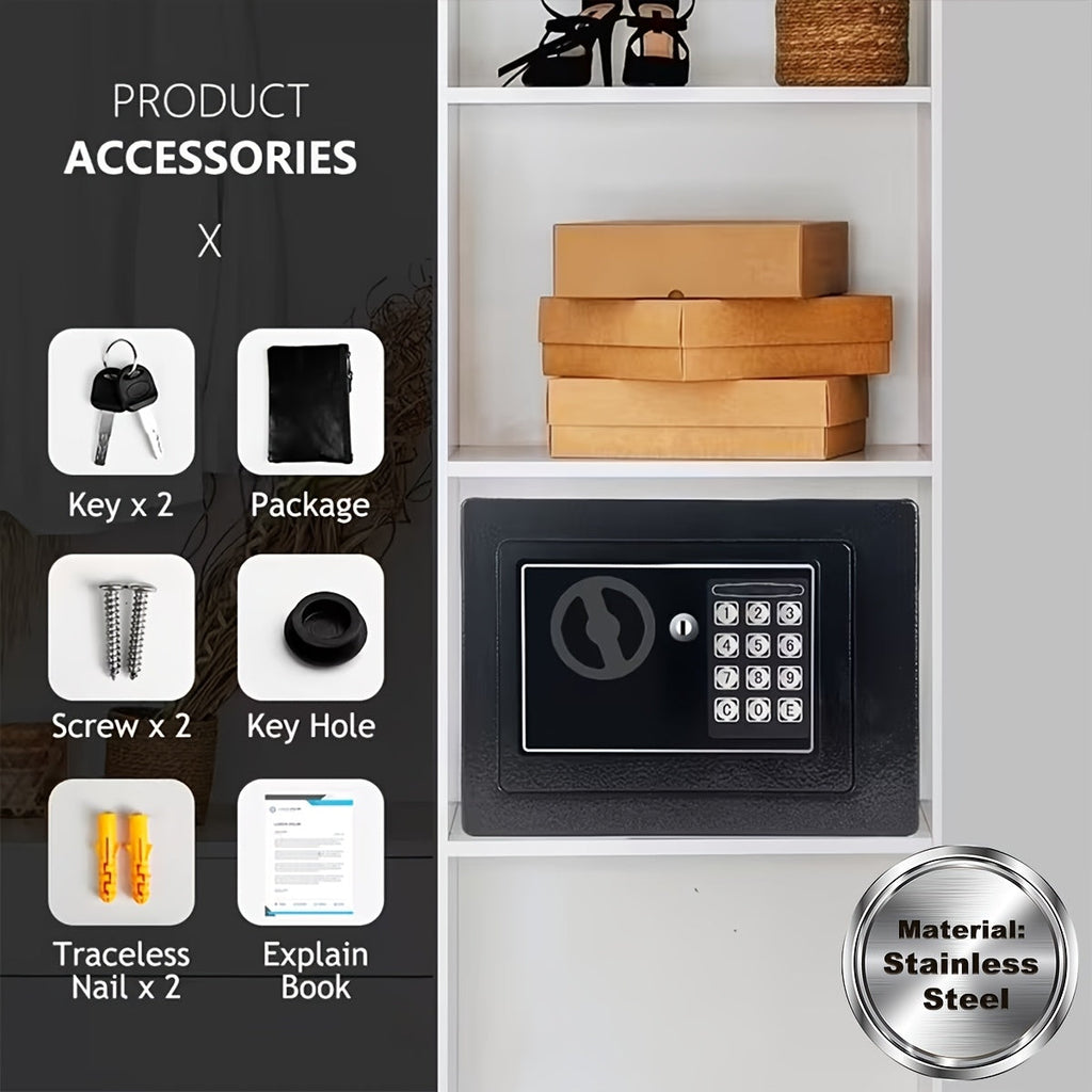 Fireproof Home Safe with Digital Keypad, Keys & Passcode Lock – Includes Fireproof Money Bag, Sensor Light & Adjustable Shelf for Home Office Business Money Valuables