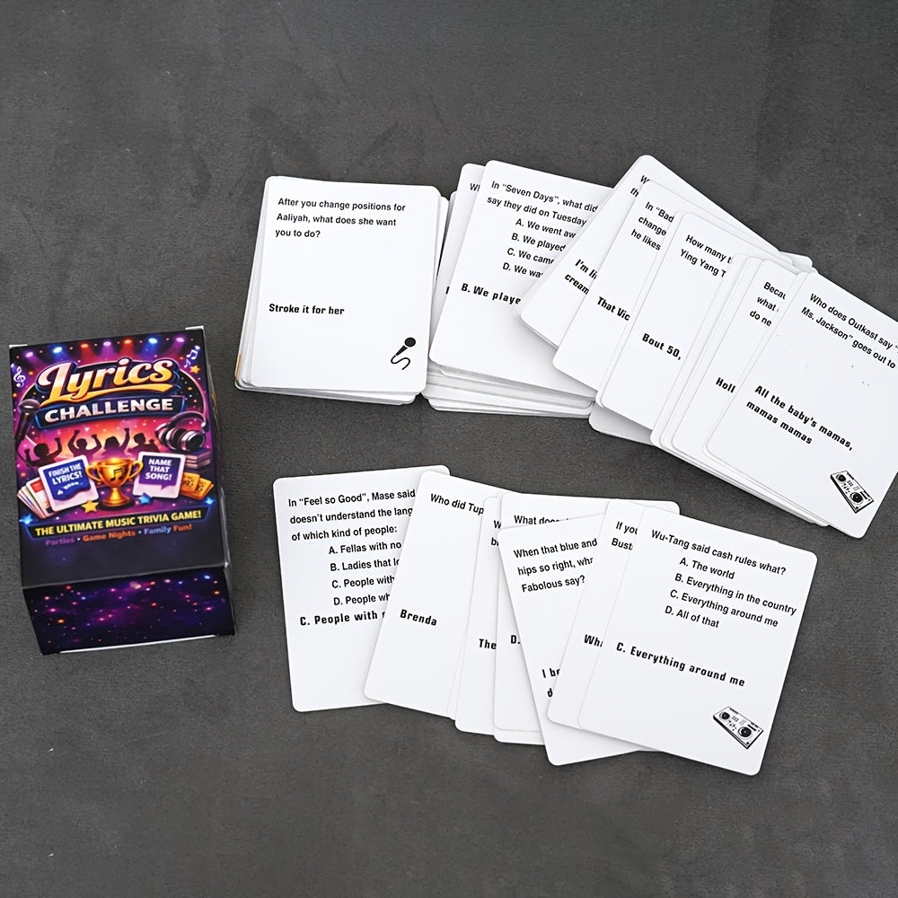 Music Trivia Card Game 140 Cards - Song Lyrics Challenge, Retro Hits, Rapping & Singing Competition | Urban Party Board Game for Adults & Teens, Fun Gift for Music Lovers, Game Night & Parties