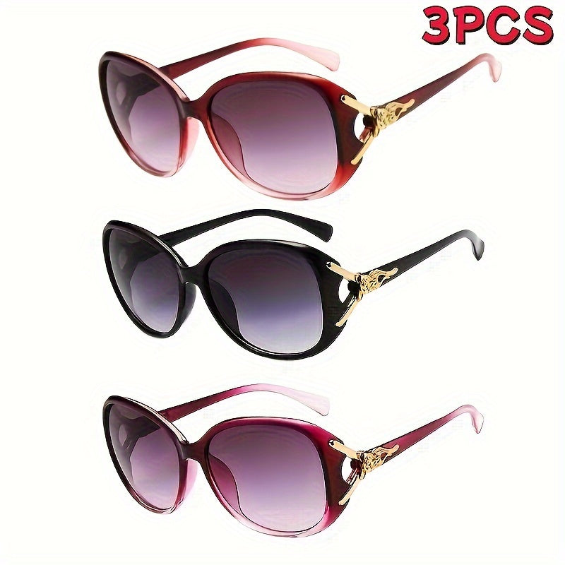 3 Pairs Oversized Blackout Sunglasses for Women – Fashion Anti-Glare Retro Sunglasses Set for Halloween, Christmas Costume, Parties & Daily Wear