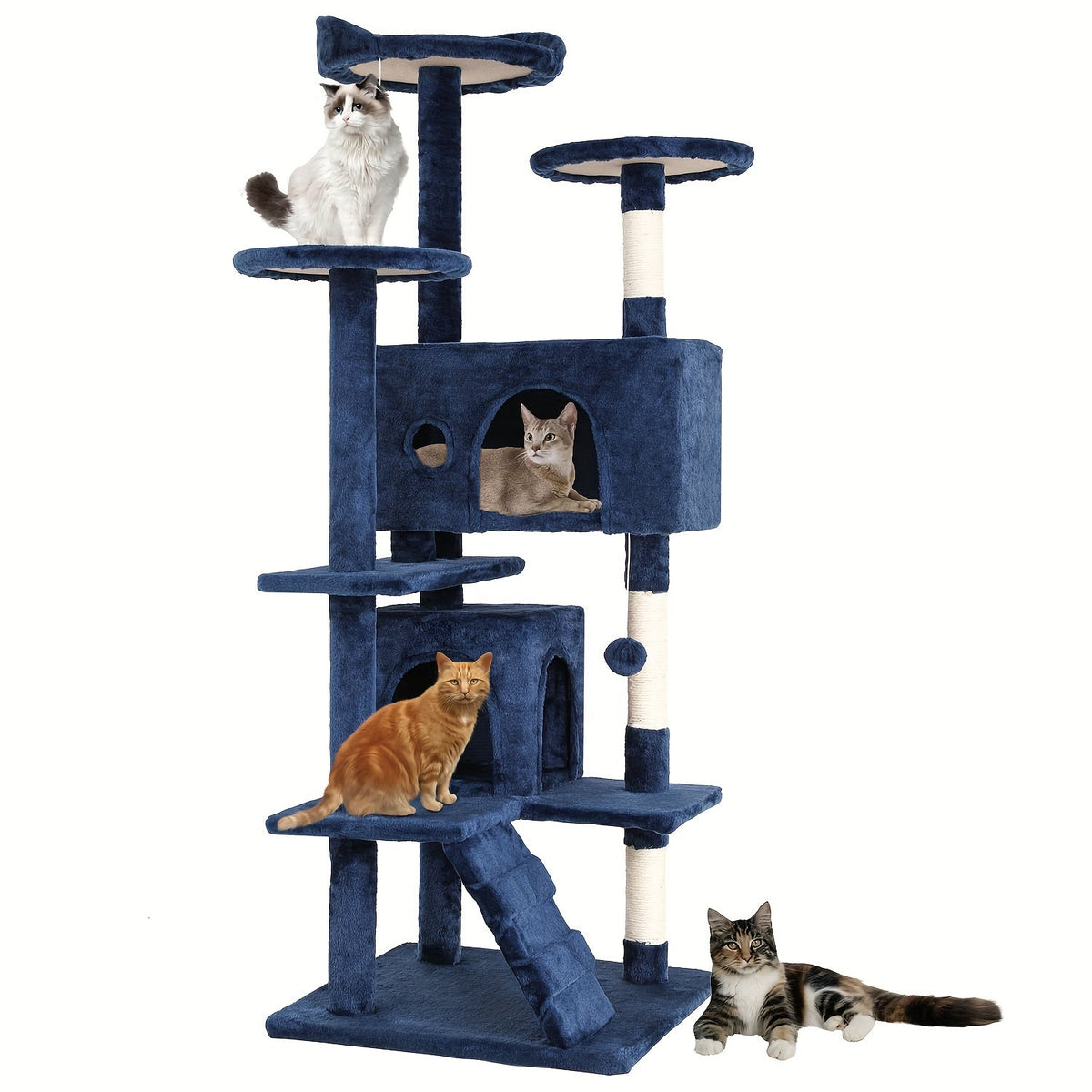 Multi-Level Cat Tree Tower with Scratching Post – Indoor Kitten Activity Center Playhouse, Easy to Assemble, Available in 22"/54"/60"/70" Heights & 7 Colors, Perfect Cat Gift