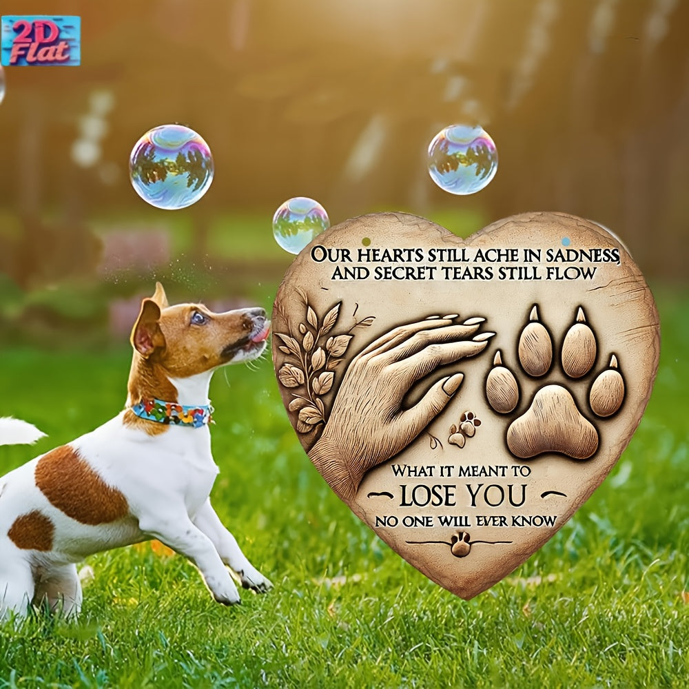 Heart-Shaped Resin Dog Grave Marker - 6.3" Pet Memorial Sign for Yard & Lawn, Decorative Sympathy Gift for Loss of Dog, Outdoor Pet Remembrance Plaque (Model A)