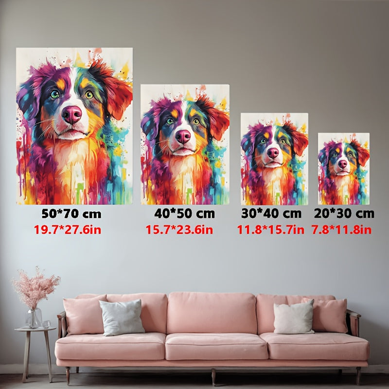 Personalized Pet Portrait Canvas Print – Custom Watercolor Ink-Wash Painting of Your Cat or Dog from Photo, Frameless Wall Art Poster for Home Decor, Christmas, Halloween & Pet Birthday Gift, 2 Sizes