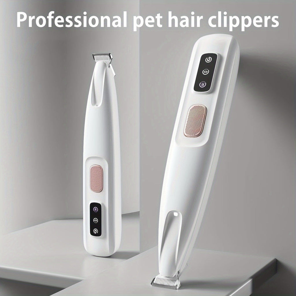 Pet Grooming Electric Clipper USB Rechargeable with LED Light - Low-Noise Dog & Cat Paw Trimmer for Paws, Eyes, Ears, Face & Body, Multi-Functional Cordless Pet Hair Clipper for Home Grooming