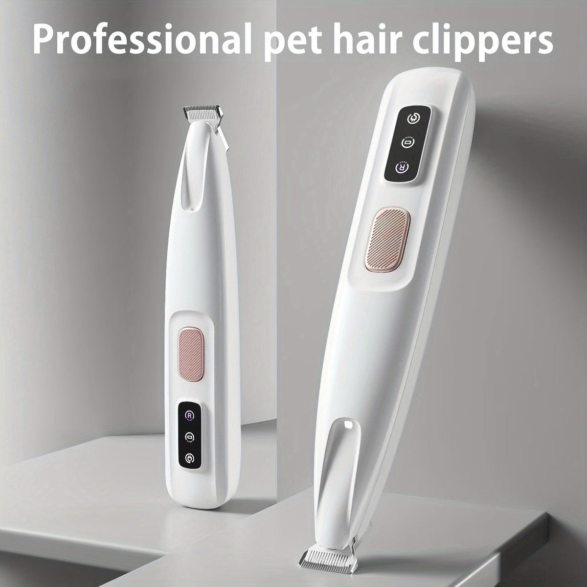 Pet Grooming Clipper Low Noise USB Rechargeable - Multi-Functional Dog & Cat Hair Trimmer with LED Light for Paws, Eyes, Ears, Face & Belly, Cordless Full-Body Grooming Kit for Sensitive Pets (White)