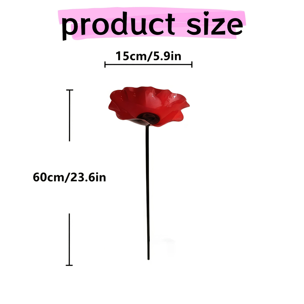 23.6" Metal Floral Bird Bath Garden Stake - Handmade Bee & Butterfly Drinking Cup, Decorative Ground Plug Ornament for Potted Plants, Windowsill Planters & Outdoor Flower Beds (No Watering Required)