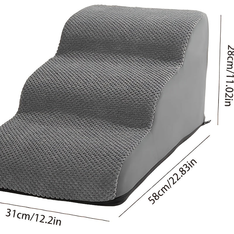 Dog Stairs for High Beds & Sofa Pet Steps Ramp Sponge Foam Slope for Small Dogs Cats Memory Rebound Density 28-32 Non-Slip Cat Stair 22.83x12.2x11.02 Inch Gray Green