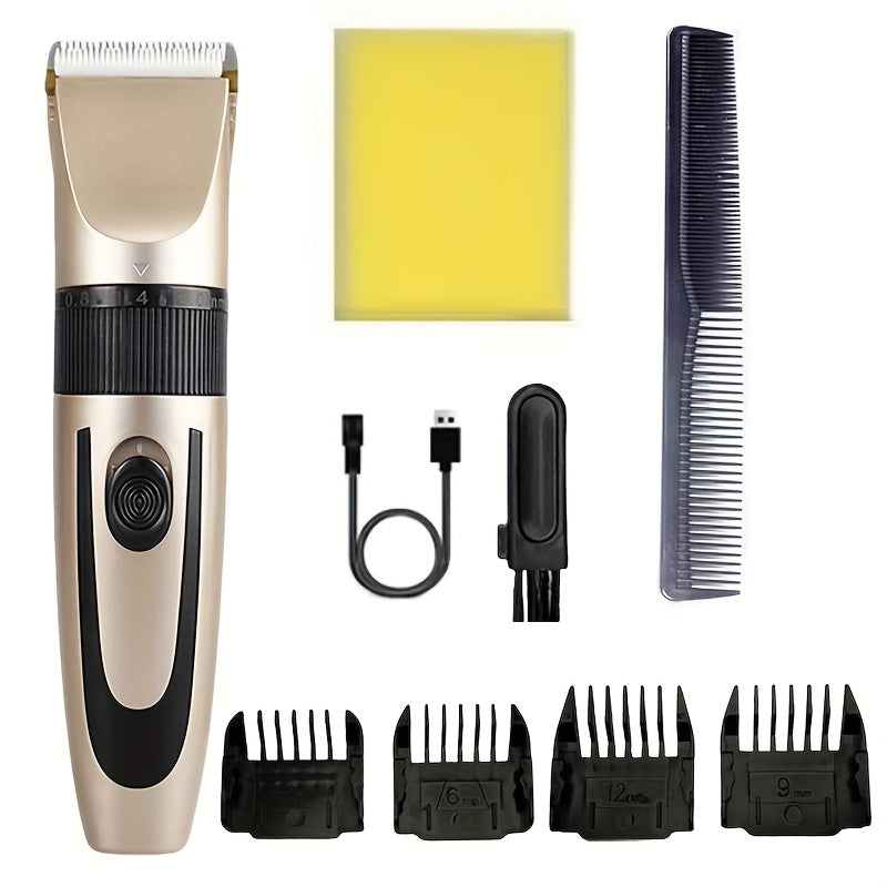 Professional Wireless Pet Hair Clipper USB Rechargeable - Low Noise Dog & Cat Grooming Trimmer Set with 4 Guide Combs, Cordless Electric Pet Shaver for Full Body Coat Trimming, Suitable for Most Pets