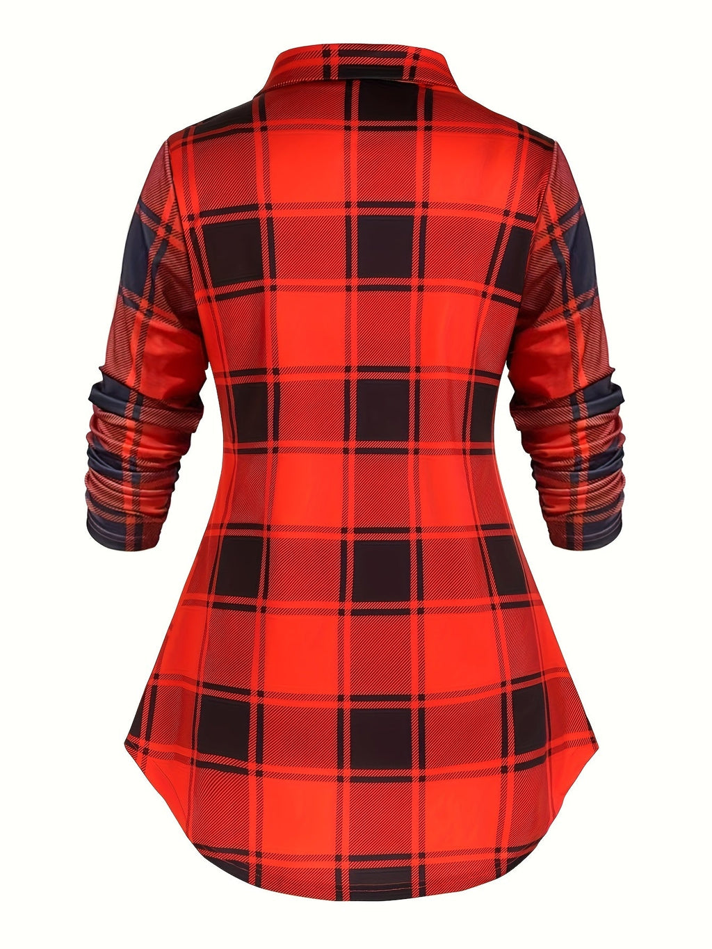 Women's Retro 2-Piece Set - High-Waist Plaid Long Sleeve Blouse & Body Strap | Vintage Button Lapel Collar Fall Spring Outfit Fashion