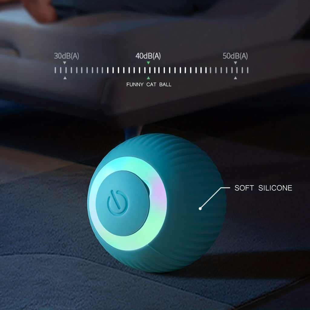 Electric Automatic Cat Ball Toy with Teaser Stick - Smart Self-Rolling Interactive Ball for Cat Boredom Relief & Self-Entertainment, Indoor Kitten Exercise Toy, Auto Rolling Cat Supplies
