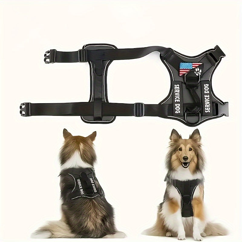 Reflective Dog Harness Vest with 5 Customizable Patches Adjustable Soft Oxford No-Pull Pet Harness with Mesh Lining Easy Control for Small Medium Large Dogs – Escape-Proof Dog Walking Vest Harness