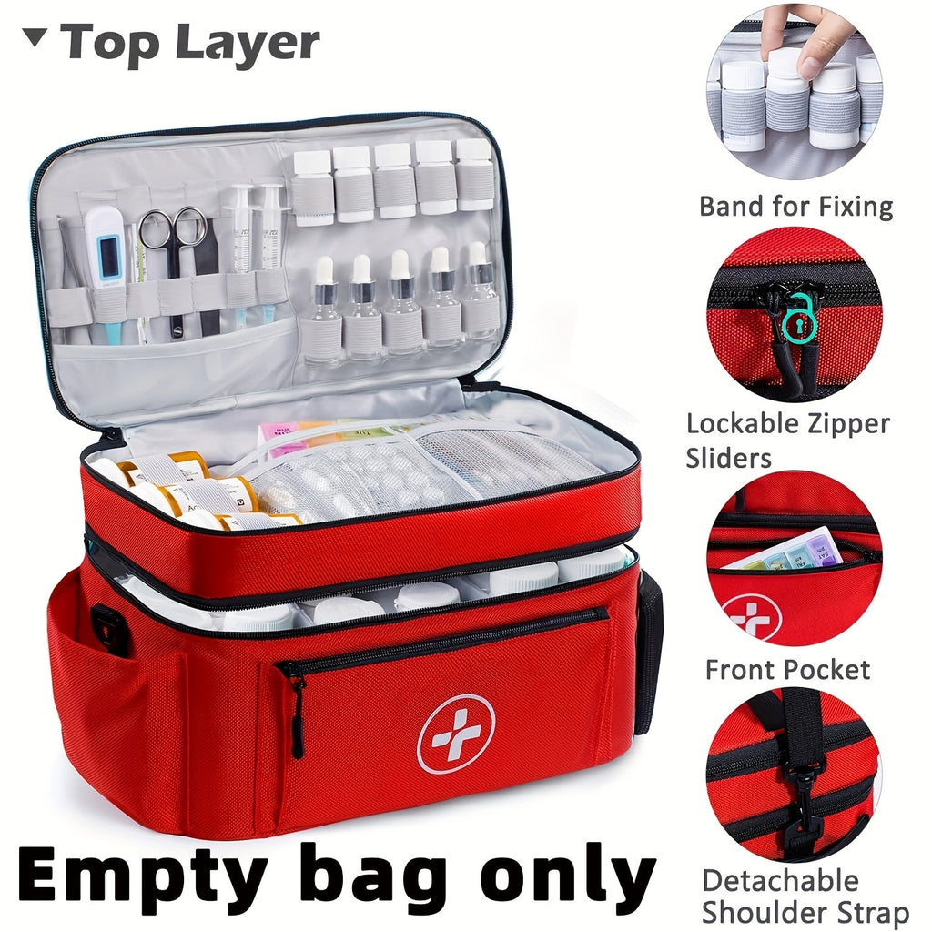 Medicine Storage Bag First Aid Kit Organizer - Household Medicine Organizing Box with Storage Rack Basket, Home & Travel Emergency Kit Bag, Perfect Holiday Gift