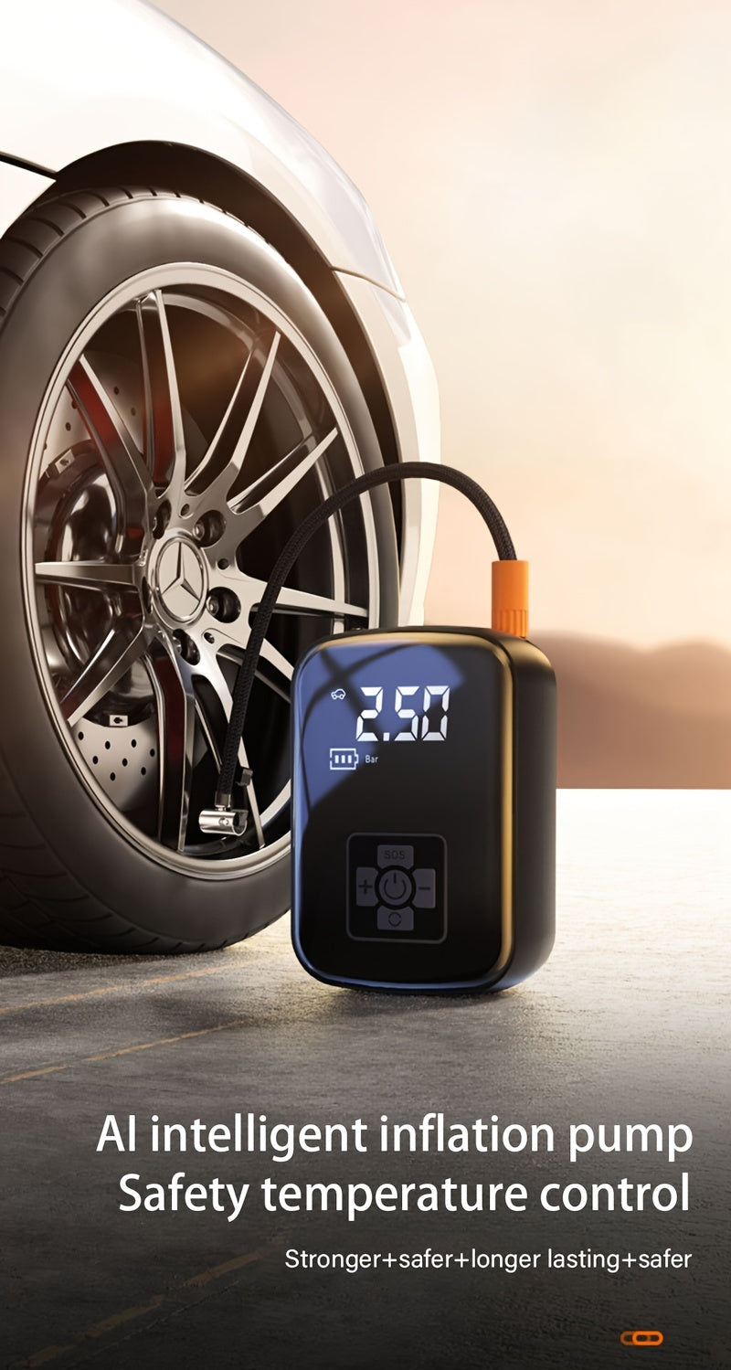Portable Cordless Tire Inflator 150PSI Digital Display USB-C Rechargeable 4000mAh for Car Motorcycle Bike Ball
