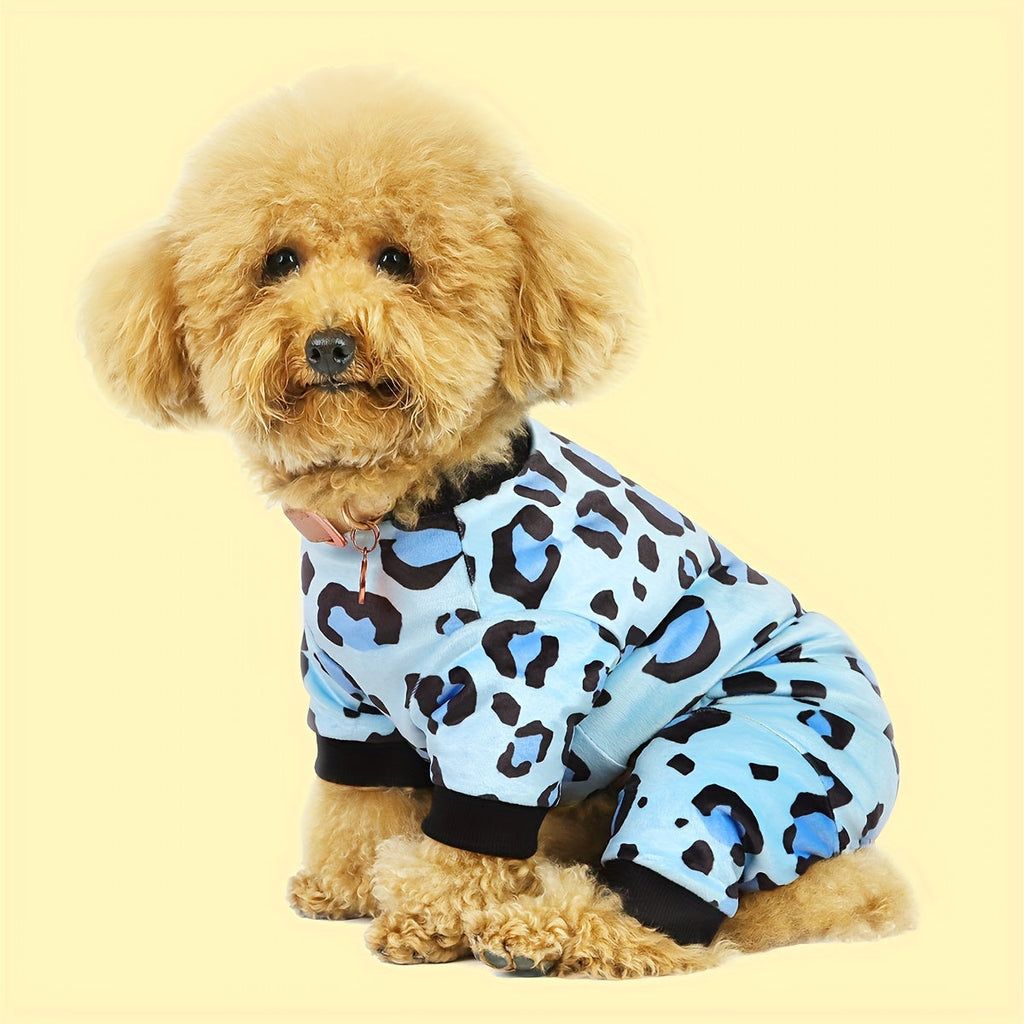 Pink Leopard Print Dog Pajamas for Small Dogs & Cats – Plush Soft Cozy Pet Jammies, Glamorous Leopard Texture Onesie Sleepwear for Puppies and Kittens, Stylish Indoor Dog Apparel and Pet Gift