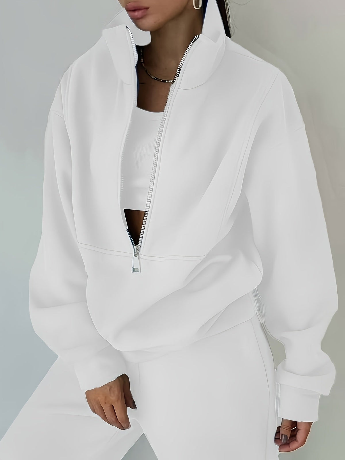 Women's Fleece Two-Piece Set – Sporty Street Casual Sweatshirt & Pants Outfit, Soft Cozy Matching Loungewear Set, 10 Colors, Sizes S-XXL, Everyday Athleisure Fashion