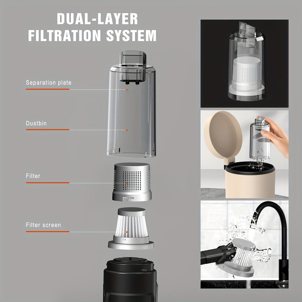 Cordless Gap Vacuum Cleaner 5KPa Strong Suction USB Rechargeable Wireless Handheld Dust Collector for Car, RV, Kitchen Gaps, Floor & Home – 2000mAh Battery, One-Click Empty, Compact Portable Design