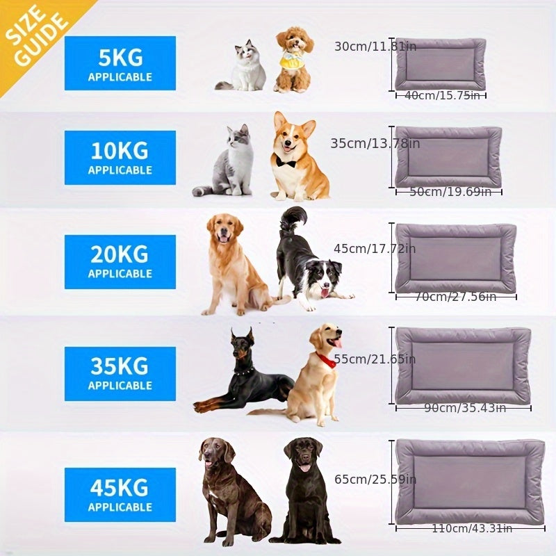 Extra Large Square Dog Bed for Small to Large Dogs – Printed Polyester Non-Slip Pet Mat, Polyester Fiber Filling, All-Season Indoor Dog Kennel Mat Cushion Bed