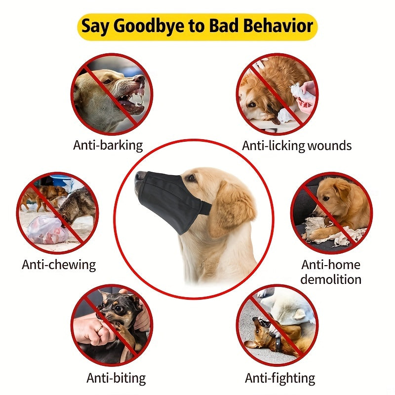 Dog Muzzle 7Pcs Adjustable Set - Breathable Mesh Anti-Bite Anti-Bark Face Cover for Small Medium Large Dogs, Front Opening Easy Chewing Water Friendly Design