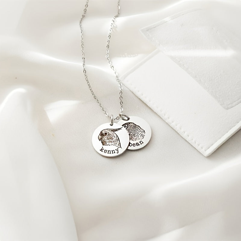 Custom Pet Portrait Circle Necklace – Handmade Personalized Dog & Cat Photo Jewelry, Silver Gold Rose Gold, 1-3 Circle Charm – Pet Lover Gift, Memorial & Birthday Necklace