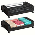 Under Bed Storage Organizer 2 Pack Metal Underbed Storage Bins with Wheels and Lid Rolling Under Bed Storage Containers for Clothes Bedding Shoes Blankets Books in Black and Gray