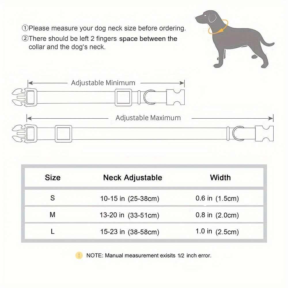 Customizable Nylon Dog Collar with Quick-Dry Diving Cloth Lining – Soft Comfortable Durable Collar for Small Medium Large Dogs – Personalized ID Info Dog Collar for Daily Walking & Outdoor Activities