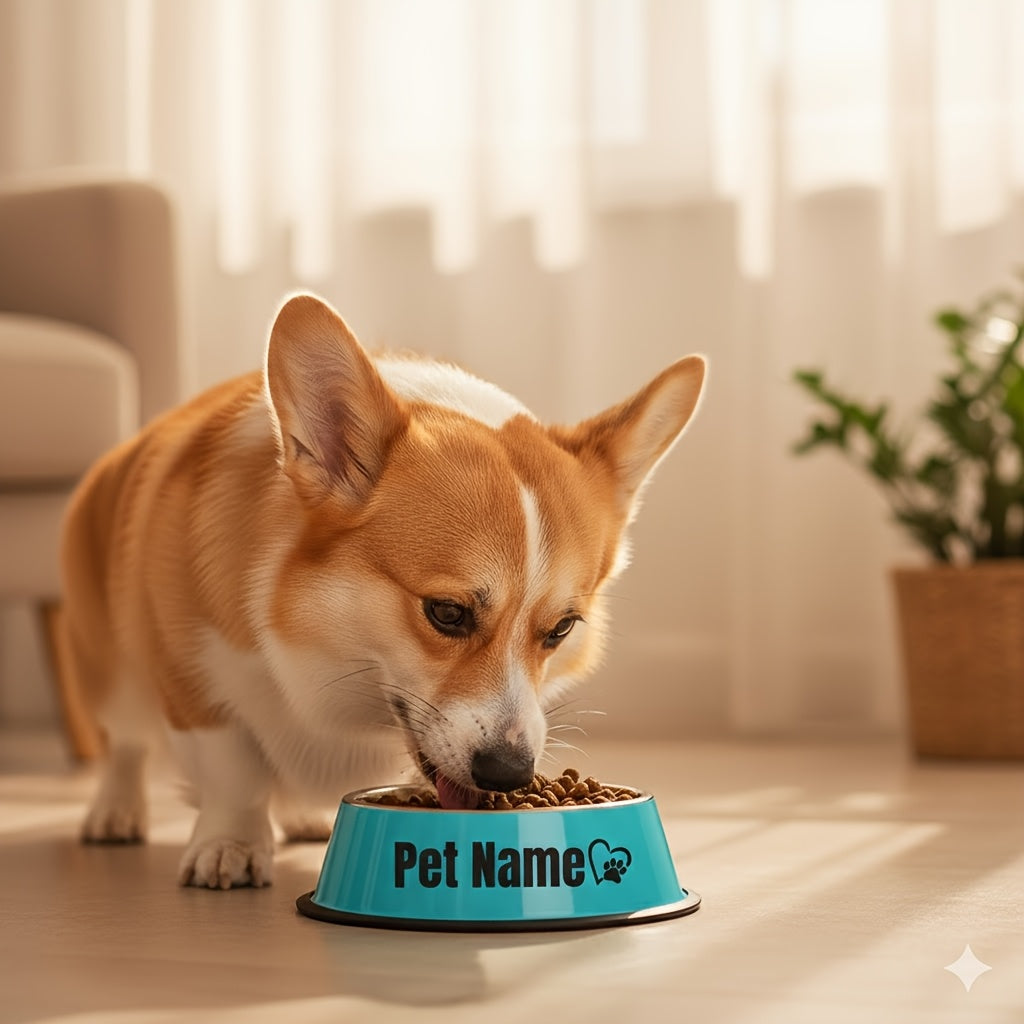 Personalized Stainless Steel Dog & Cat Bowl - Custom Engraved Pet Name Bowl with Paw Print Heart Crown Design, Anti-Tip Non-Slip, 200ml/400ml/1000ml, Food & Water Dish Gift