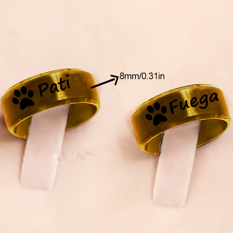 Custom Engraved Pet Memorial Ring 8mm – Personalized Name & Message Stainless Steel Ring for Dog & Cat Lovers, Unisex Keepsake Gift for Birthday Anniversary Christmas, Silver & Rose Gold