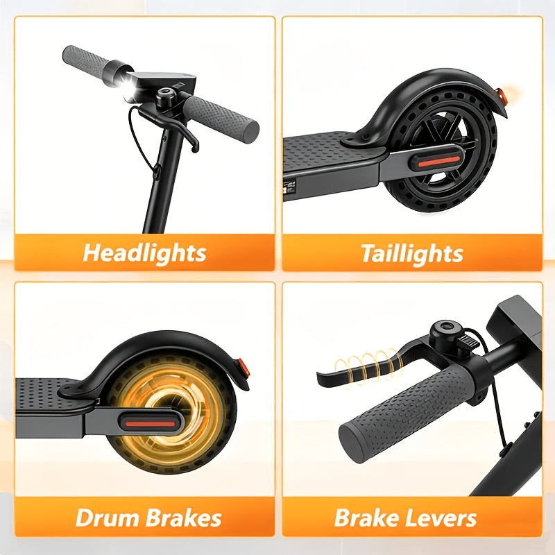 Folding Electric Scooter 8.5 Inch Tires 19 MPH Top Speed 18 Mile Range App Control Portable Commuter Scooter for Adults and Teenagers Daily Travel Gift Black