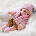 12 Inch Reborn Baby Doll Pink Plush Clothes Soft Body Newborn Doll with Hat Socks Pacifier Realistic Lifelike Baby Toy for Girls Toddlers Birthday Christmas Festival Gift