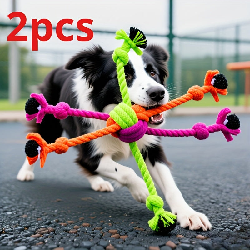 2-Pack Heavy-Duty Dog Rope Toy for Aggressive Chewers - Extreme Tug-of-War Chew Toy with Reinforced Stitching, Non-Toxic Dental Cleaning Rope for Puppies & Adult Dogs, Durable Chew Bone Alternative