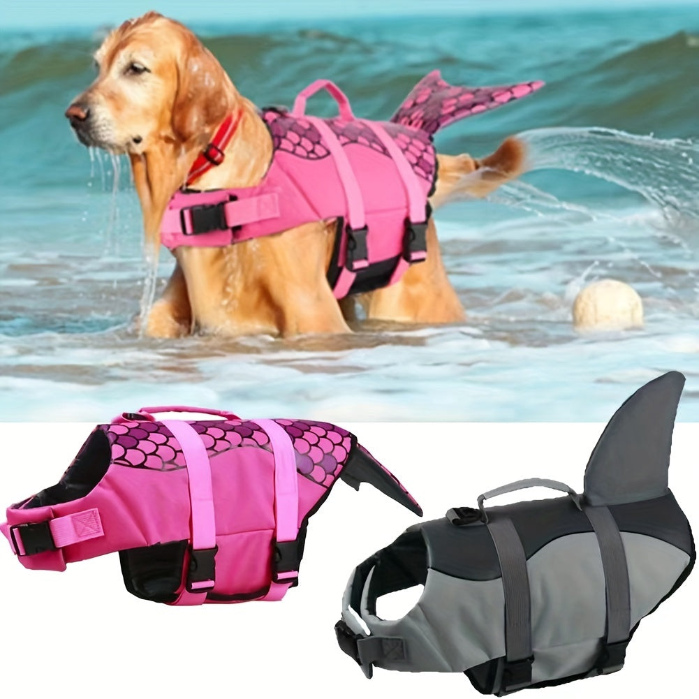 Dog Life Jacket Shark Mermaid Swimsuit – Pet Swimming Clothes Summer Swimwear for Small Medium Large Dogs, Buoyancy Safety Swim Vest XS S M L XL, Fun Beach Pool Costume
