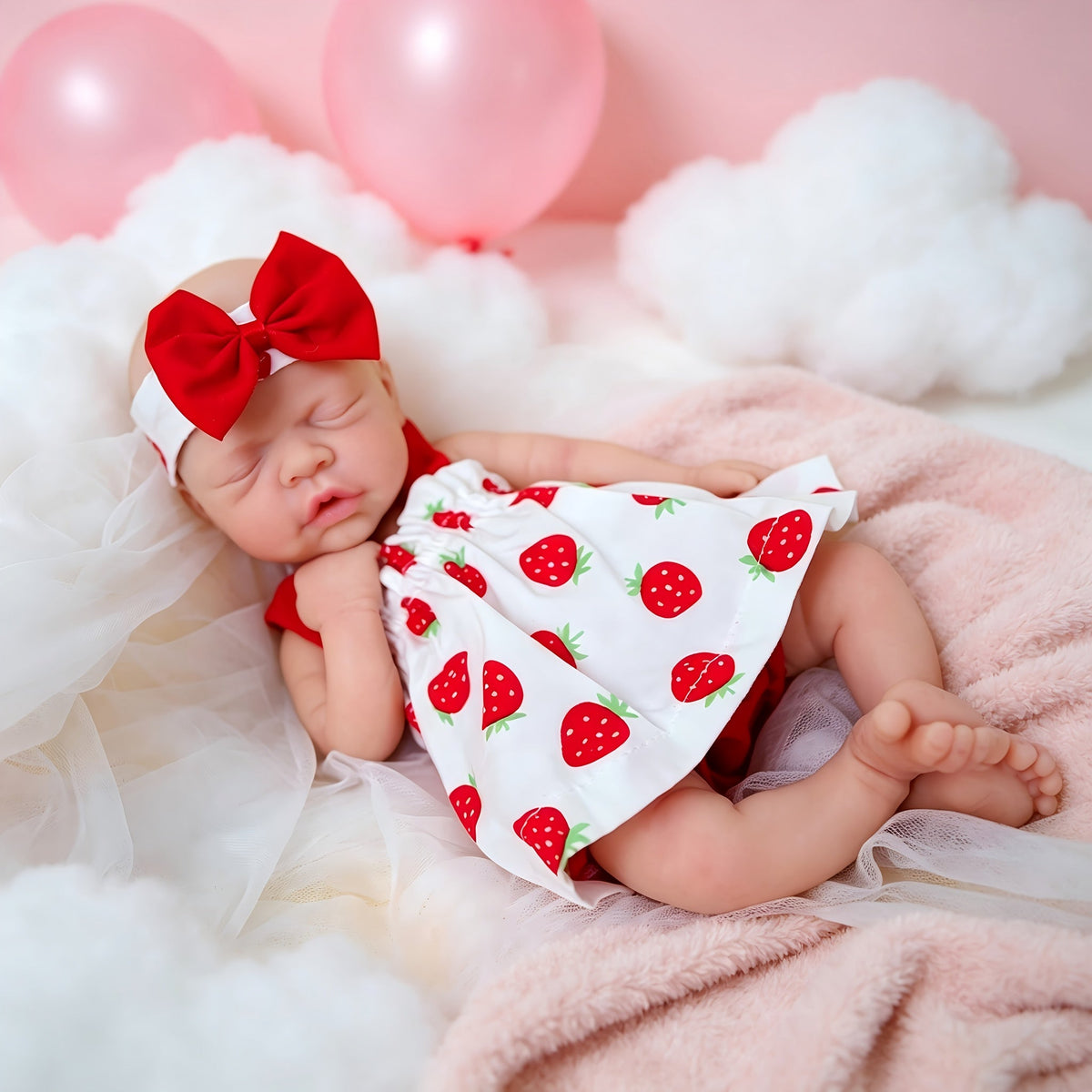 Full Body Solid Silicone Baby Doll 12 Inch, Realistic Lifelike Newborn Girl Doll with Soft Real Touch Skin, Closed Eyes - Includes Clothes, Bottle, Pacifier & Birth Card, Holiday Christmas Birthday Gift