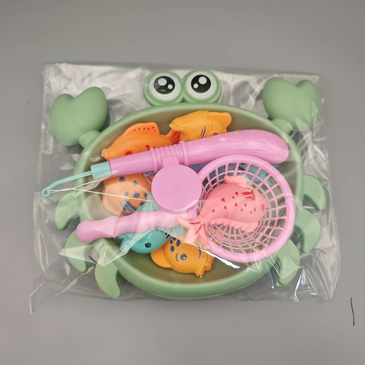 Kids Magnetic Fishing Toy Set with Crab Fish Shell Fishing Rod and Net 8 Piece Toddler Bath Water Table Sensory Play Fine Motor Skills Summer Gift for Boys Girls Ages 3 4 5 6 Orange Green