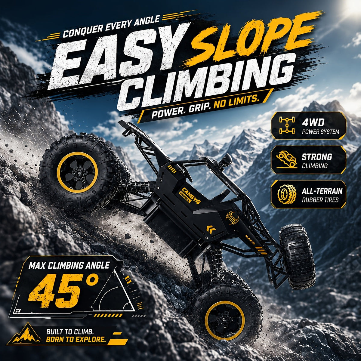 4DRC 1:12 Scale Remote Control Truck 2.4GHz Off-Road RC Car for Kids Adults – Alloy Body, LED Lights, 7.4V Rechargeable Battery, Independent Shock Absorbers, All-Terrain Climbing Vehicle, Best Birthday Christmas Gift