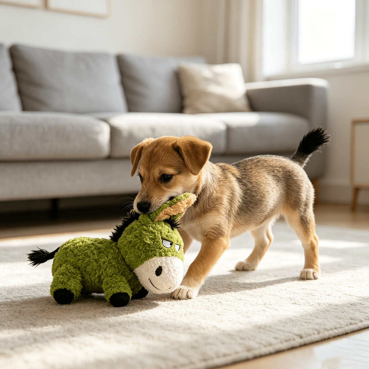 Double-Layer Composite Reinforced Squeaky Donkey Chew Toy – Thickened Anti-Chew Plush Pet Toy for Dogs & Cats, Puppies & Kittens, Durable Wear-Resistant Interactive Squeaker Toy