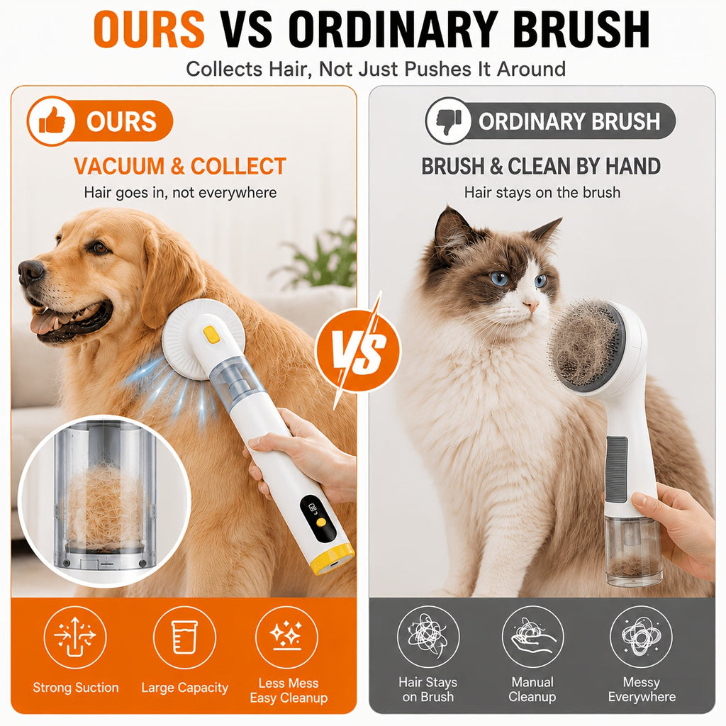 Cordless Pet Hair Vacuum for Dogs & Cats - Handheld Grooming Vacuum with Hair Collection Bin, Pet Hair Remover for Sofa, Bed, Carpet & Car - Shedding Control Tool, Great Christmas Gift for Pet Owners