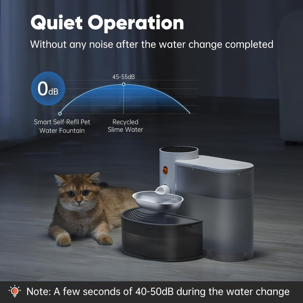 Smart Filterless Cat Water Fountain Stainless Steel 3.5L - Self-Refill Tipping Fountain with Wastewater Separation, Always Fresh Water, 118.4oz Ultra-Silent Plug-and-Play Pet Water Dispenser for Cats