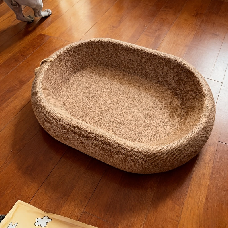Cat Scratching Board and Bed – Woven Sisal Cat Scratcher Lounge with Cat Ear Design, Large Size, No Shedding, Durable Reversible Cat Scratch Pad for Indoor Cats, Kittens & Senior Cats