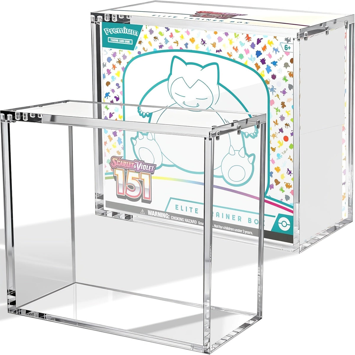ETB Acrylic Display Case with 99% UV Block & Magnetic Lid - Clear Stackable Protector Box for Pokemon Elite Trainer Box & Booster Bundle Collectors, 6mm Thick, UV Resistant (ETB Not Included)